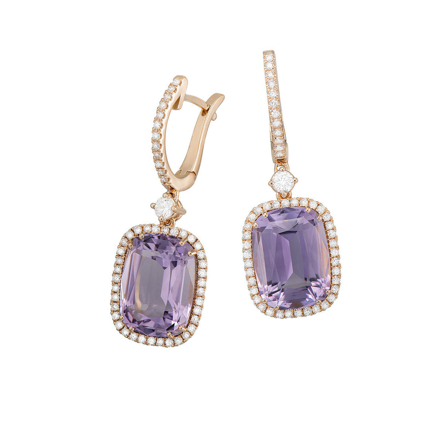Earrings with Amethysts and Diamonds