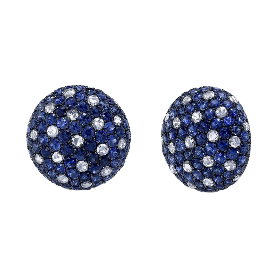 Sapphire and Rose-cut Diamond Button Earrings