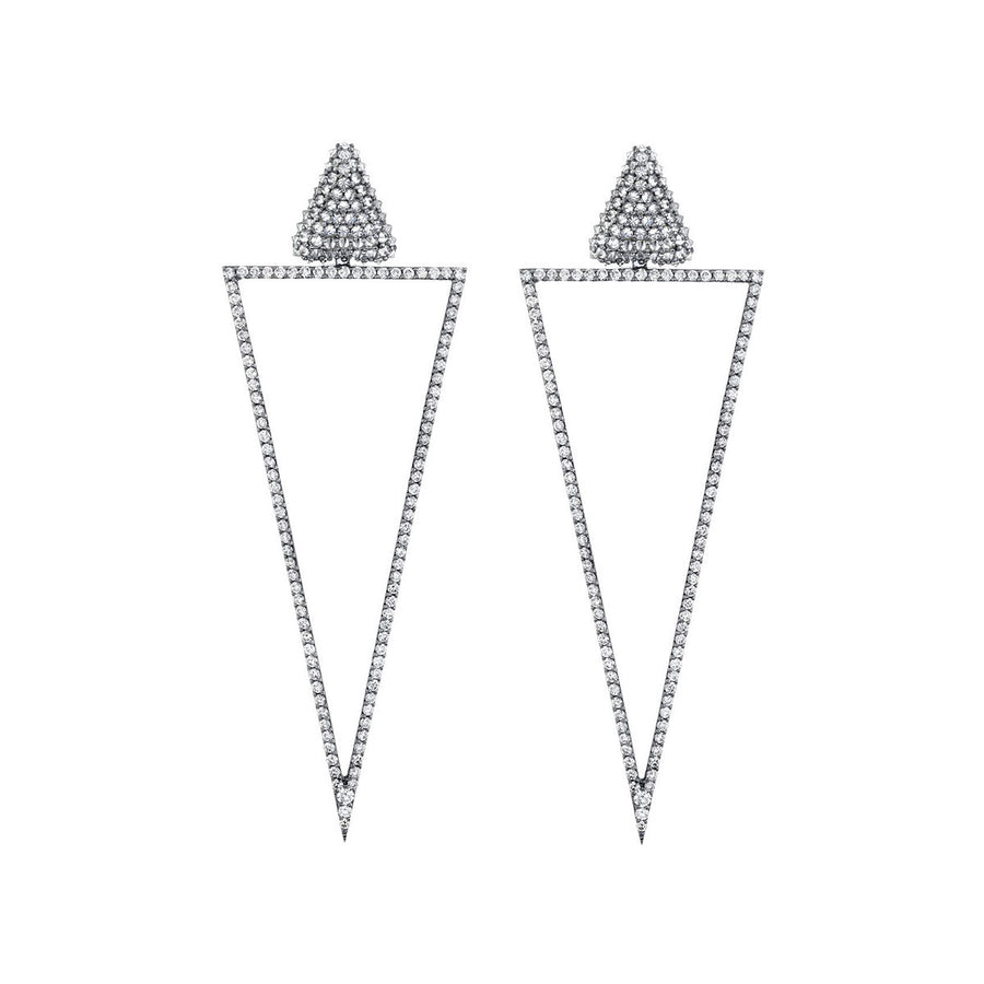 18K Diamond and Triangle Shaped Earrings