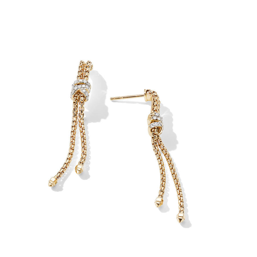 Helena Box Chain Earrings in 18K Yellow Gold with Diamonds