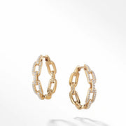 Stax Medium Chain Link Hoop Earrings with Diamonds in 18K Gold