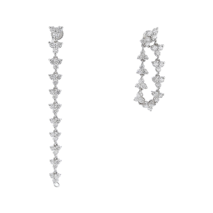 18K Diamond Flower Convertible Drop Earrings