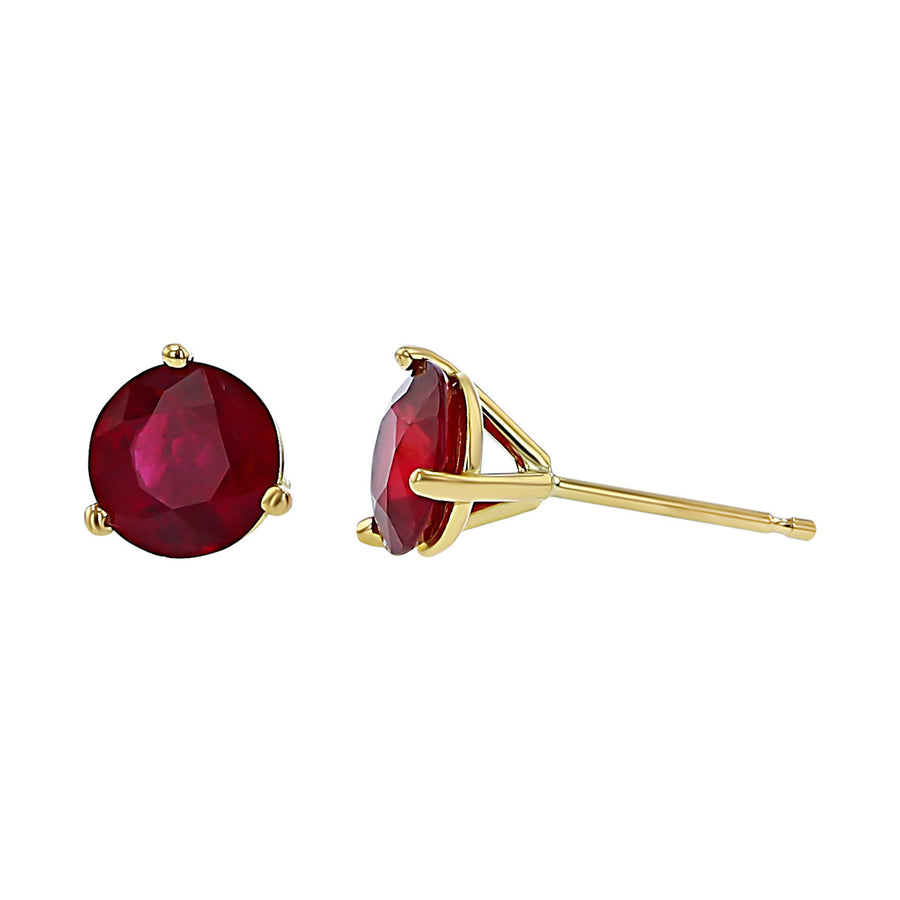 18K Yellow Gold Mozambique Ruby Stud Earrings
