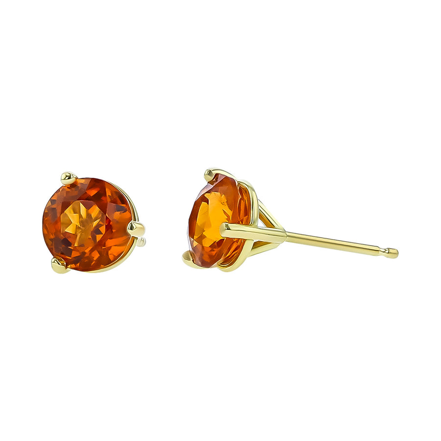18K Yellow Gold Mandarin Garnet Stud Earrings