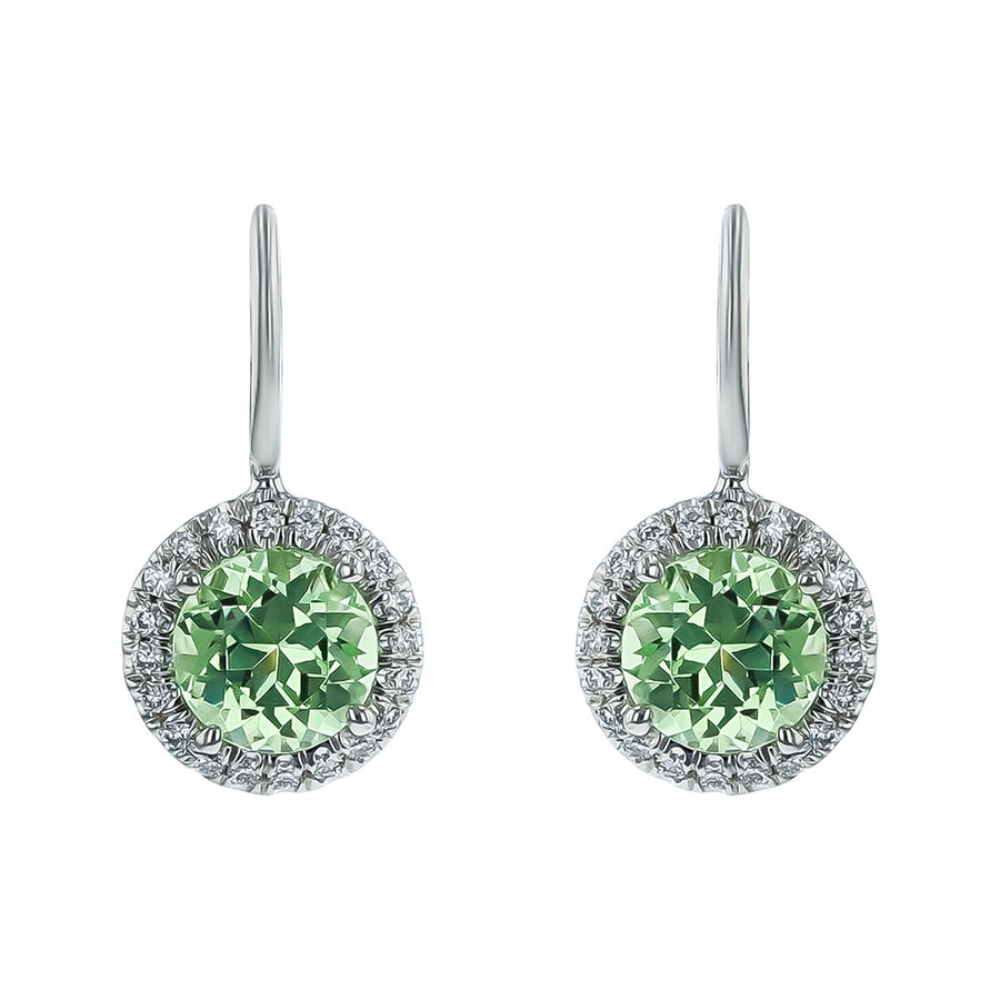 Green Garnet Diamond Earrings