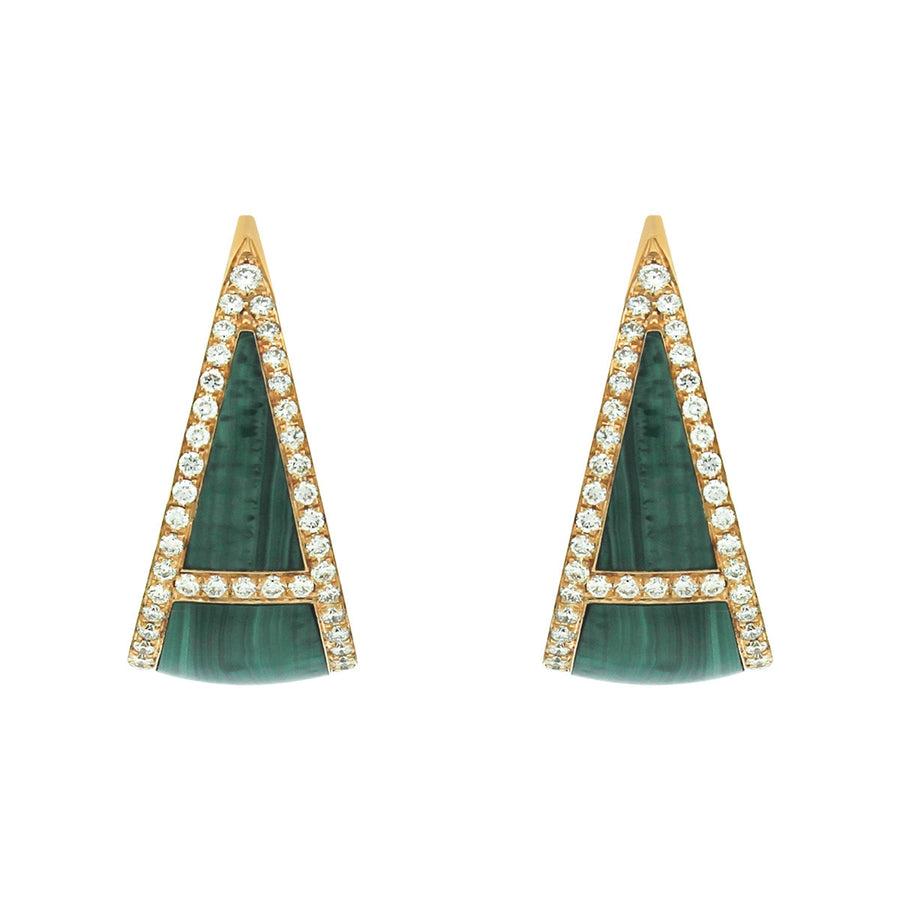 Earrings with Diamonds and Malachite