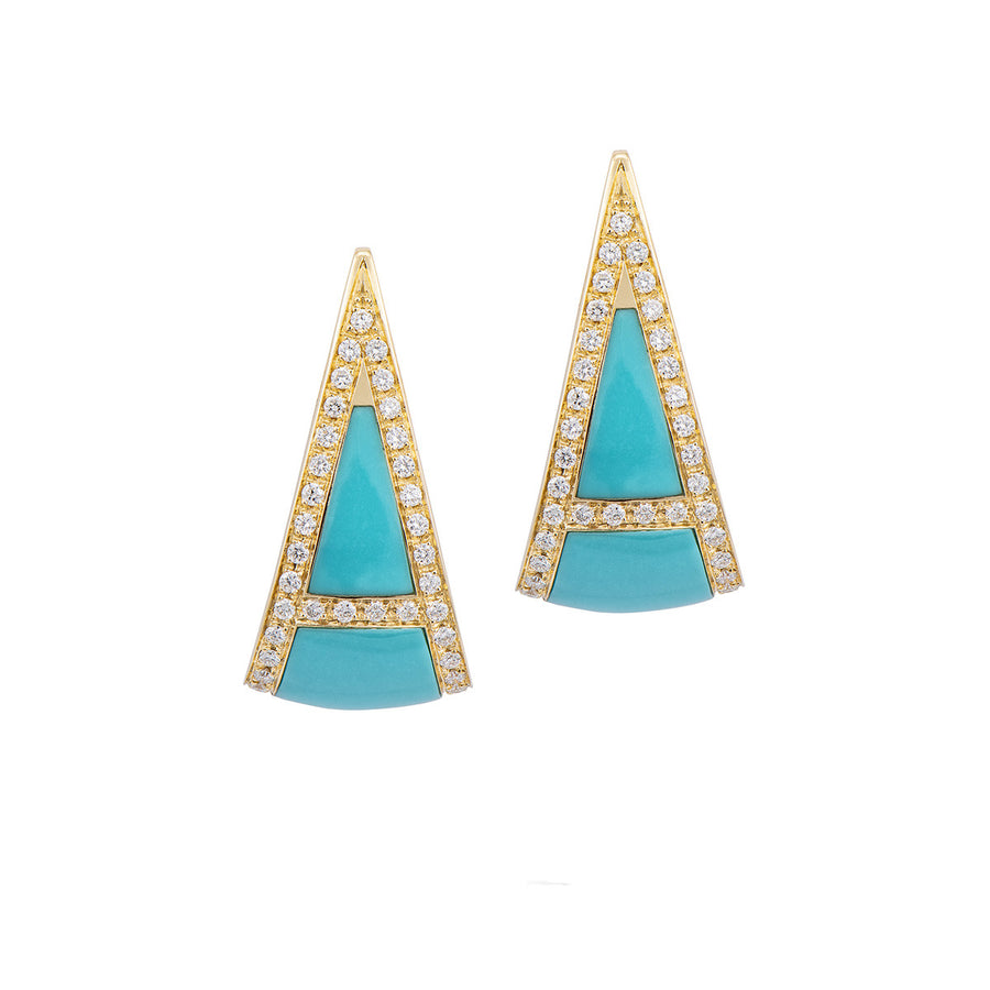 Earrings with Diamonds and Turquoise