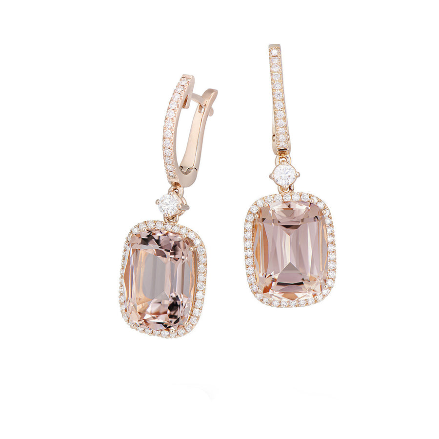 Earrings with Morganites and Diamonds