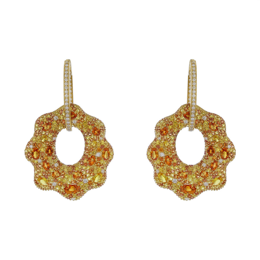 Orange and Yellow Sapphire American Glamour Earrings