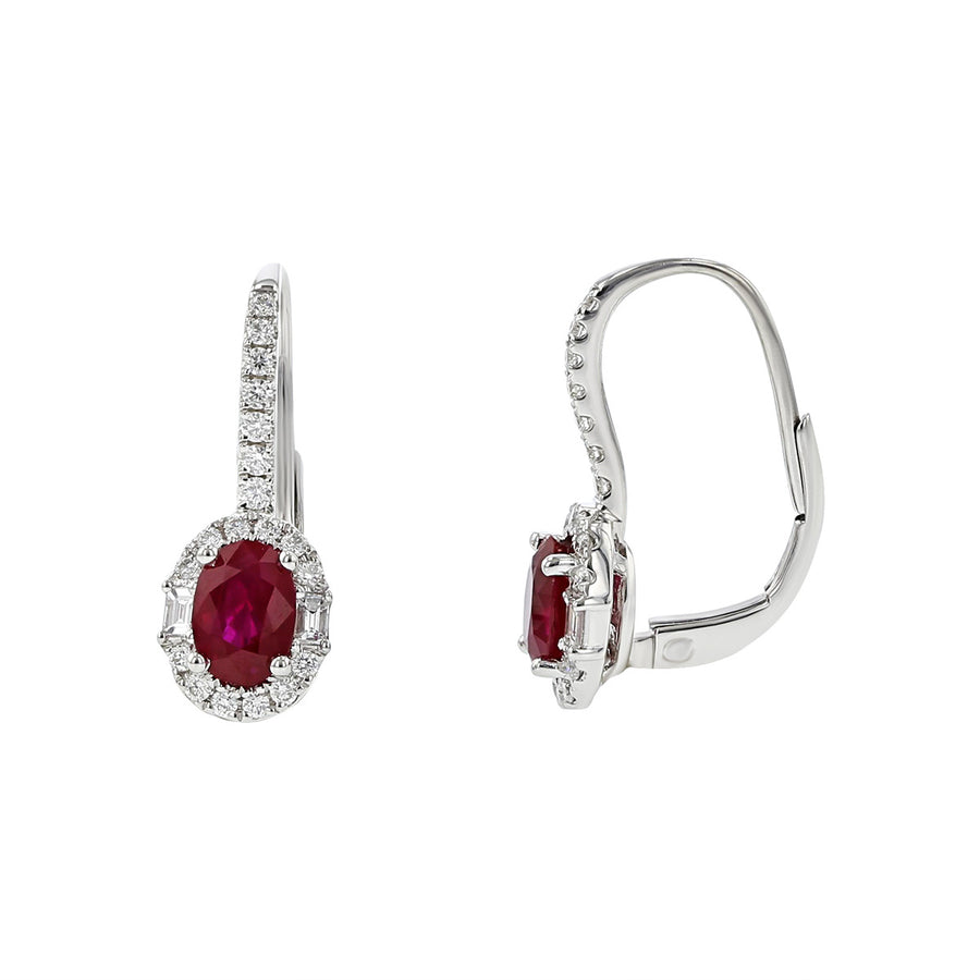 Ruby and Diamond Drop Earrings
