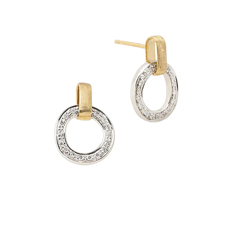 18K Yellow and White Gold Flat-Link Diamond Studs