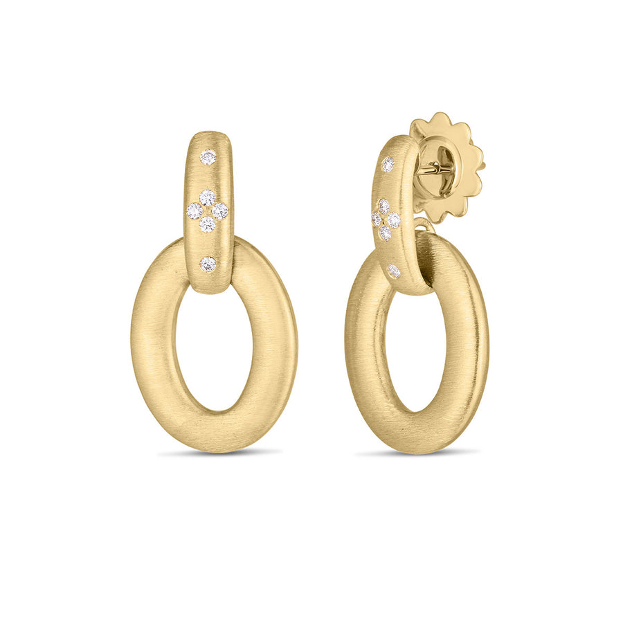 18K Yellow Duchessa Diamond Accent Satin Doorknocker Earrings