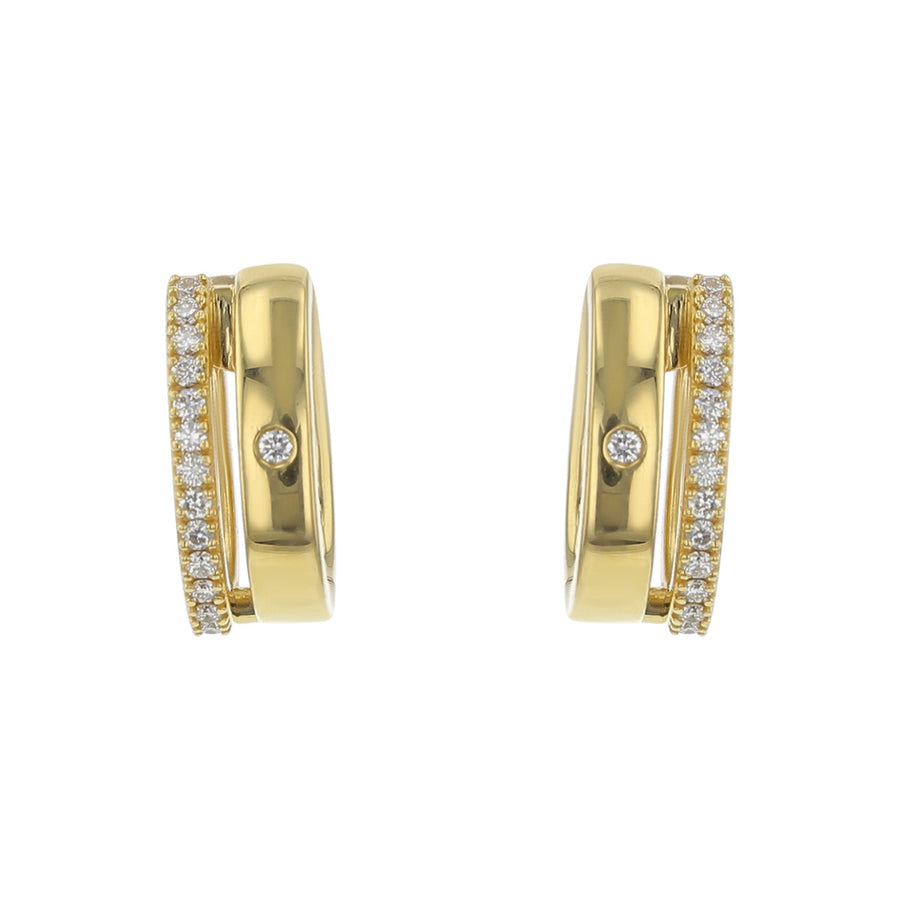 Diamond Double Row Oval Hoop Earrings in 18K Gold