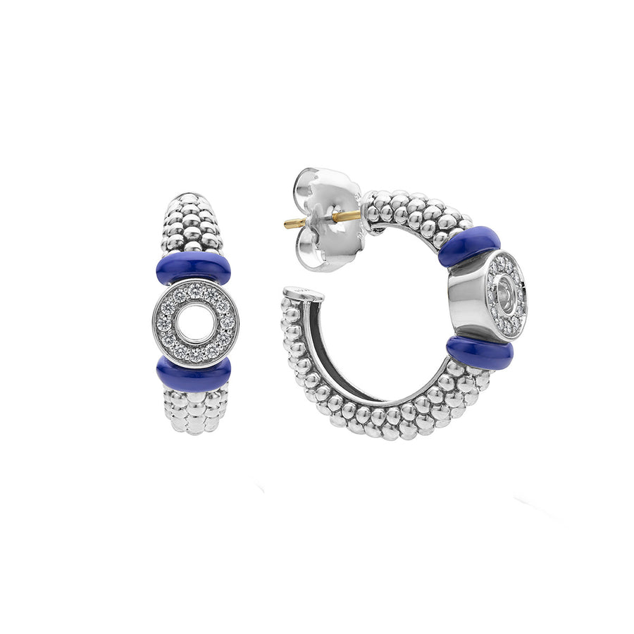 Ceramic Caviar Diamond Hoop Earrings