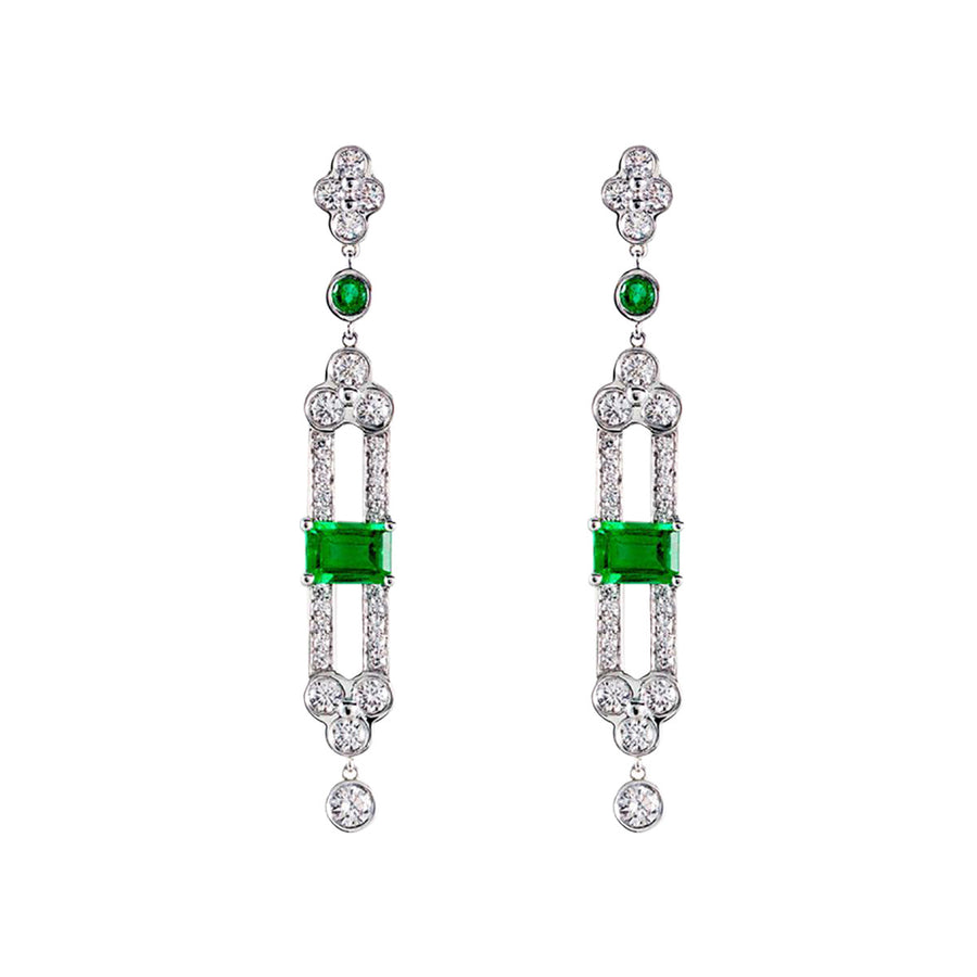 Platinum Eternity Emerald Diamond Lace Earrings