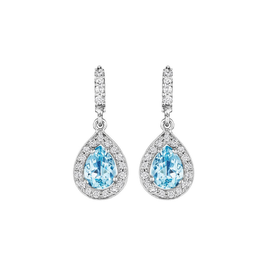 Pear Shaped Aquamarine Diamond Earrings