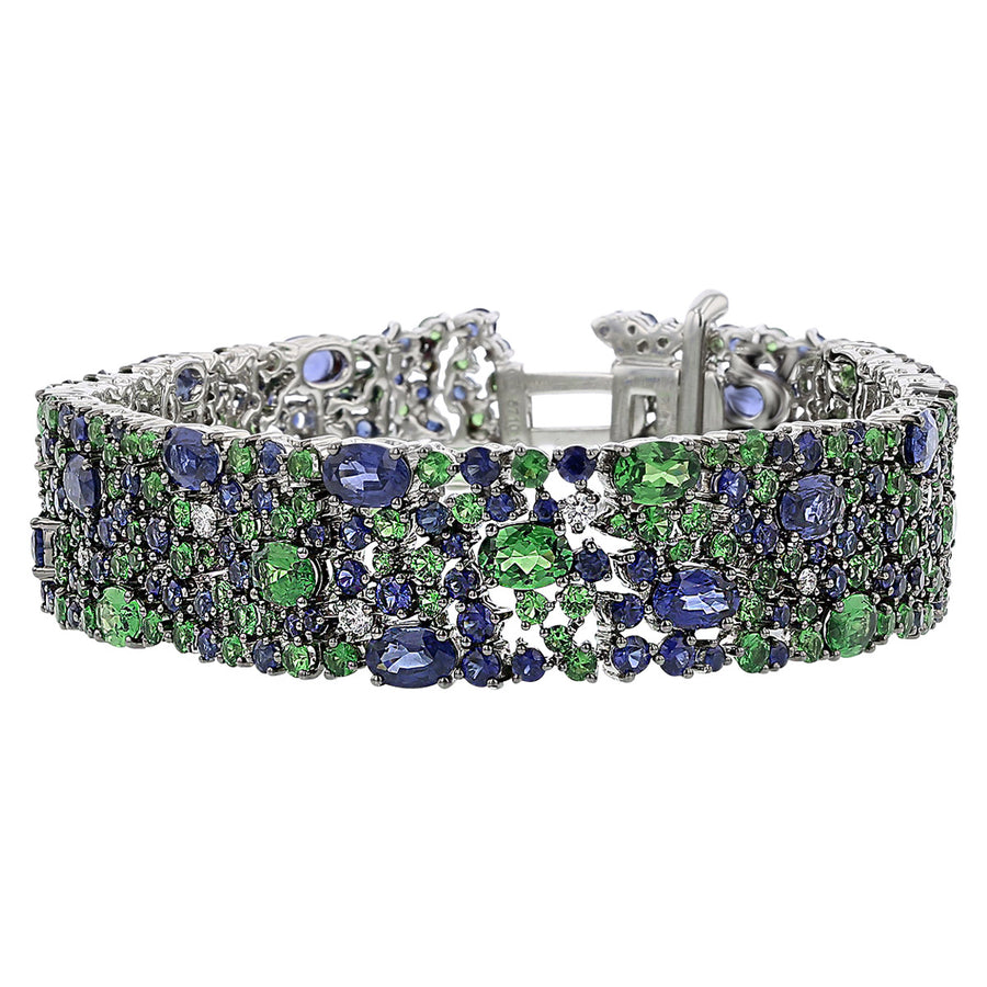 Blue Sapphire and Tsavorite American Glamour Narrow Bracelet