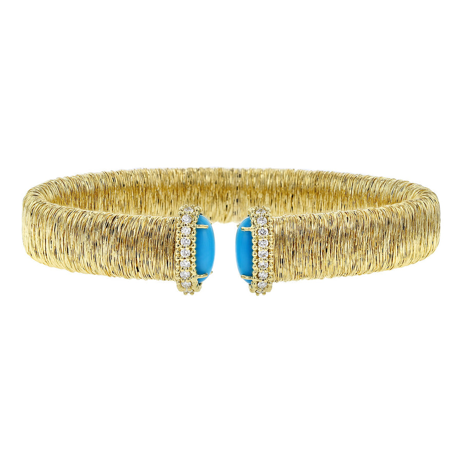 Flexible Turquoise and Diamond Cuff Bracelet