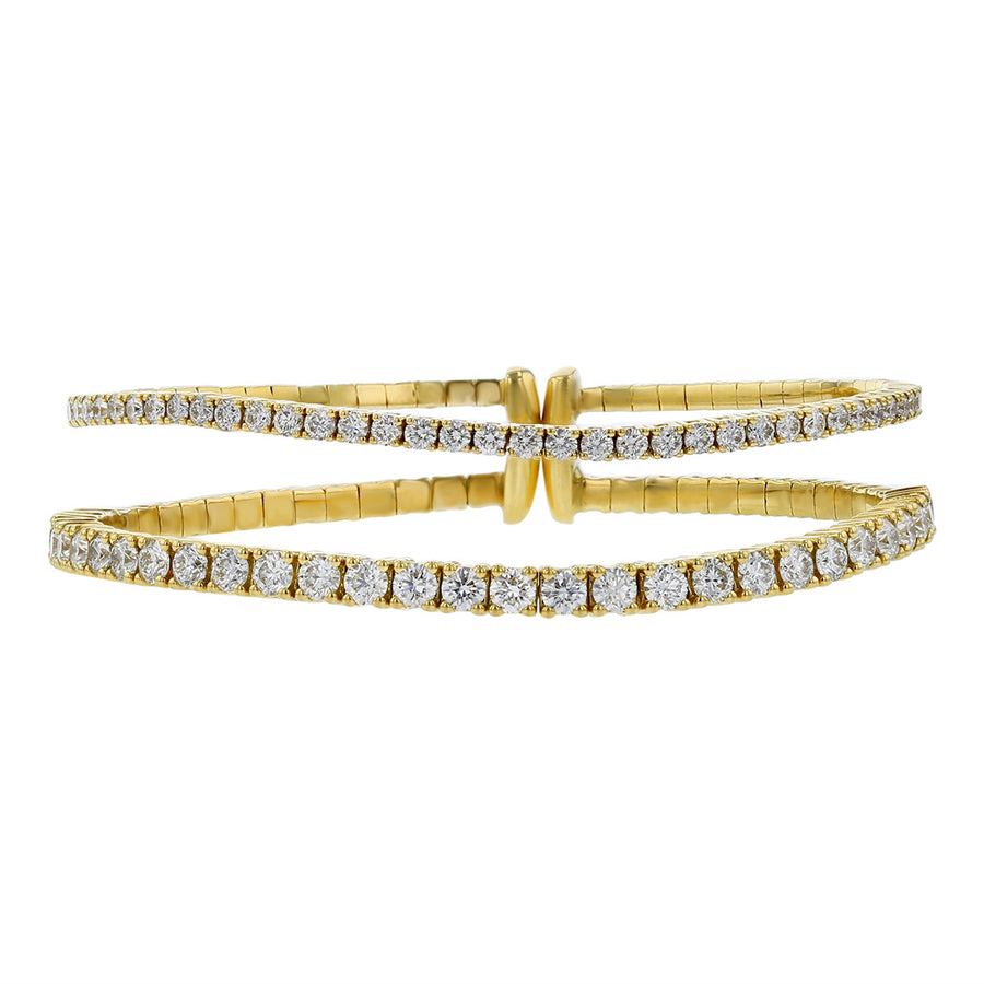 Double Row Flexible Diamond Cuff Bracelet