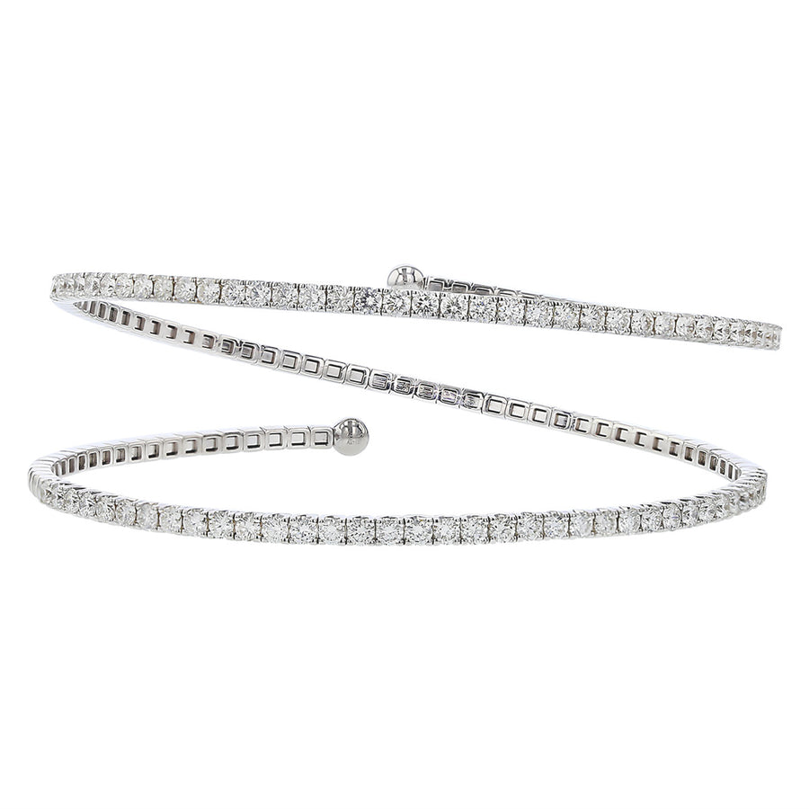 Open Flex Double Wrap Diamond Bangle Bracelet