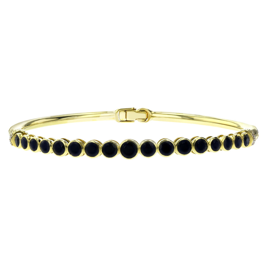 18K Yellow Gold Black Spinel and Diamond Bangle