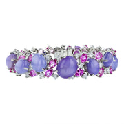 Platinum Star Sapphire, Pink Sapphire and Diamond Bracelet
