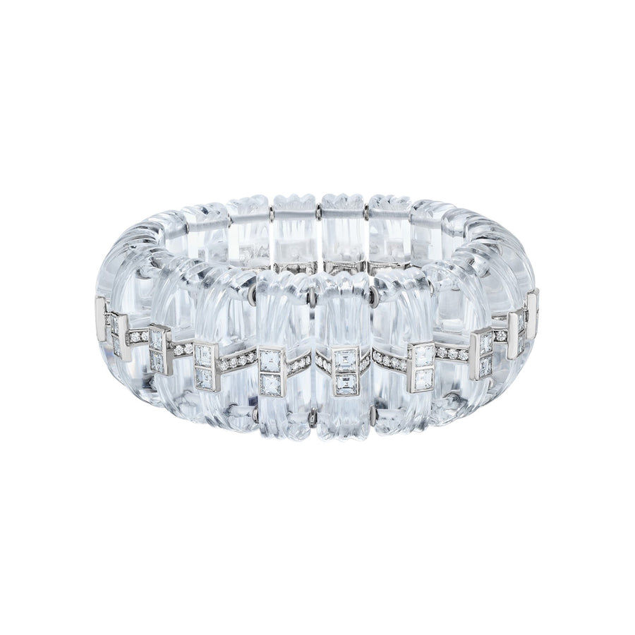 Diamond and Quartz Crystal Stretch Bracelet