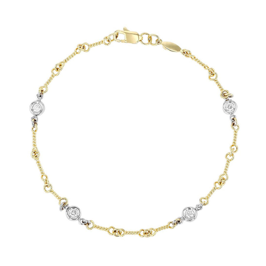 Dogbone Chain Bracelet with Diamond Stations