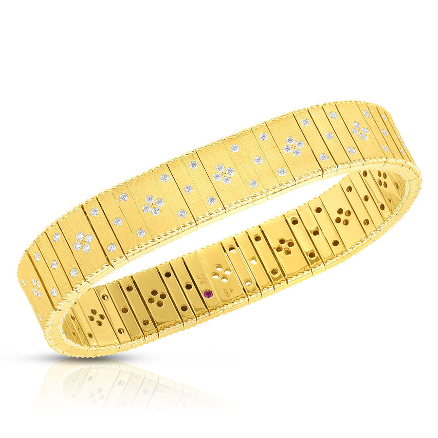 18K Gold and Diamond Princess Satin Double Row Flexible Bracelet