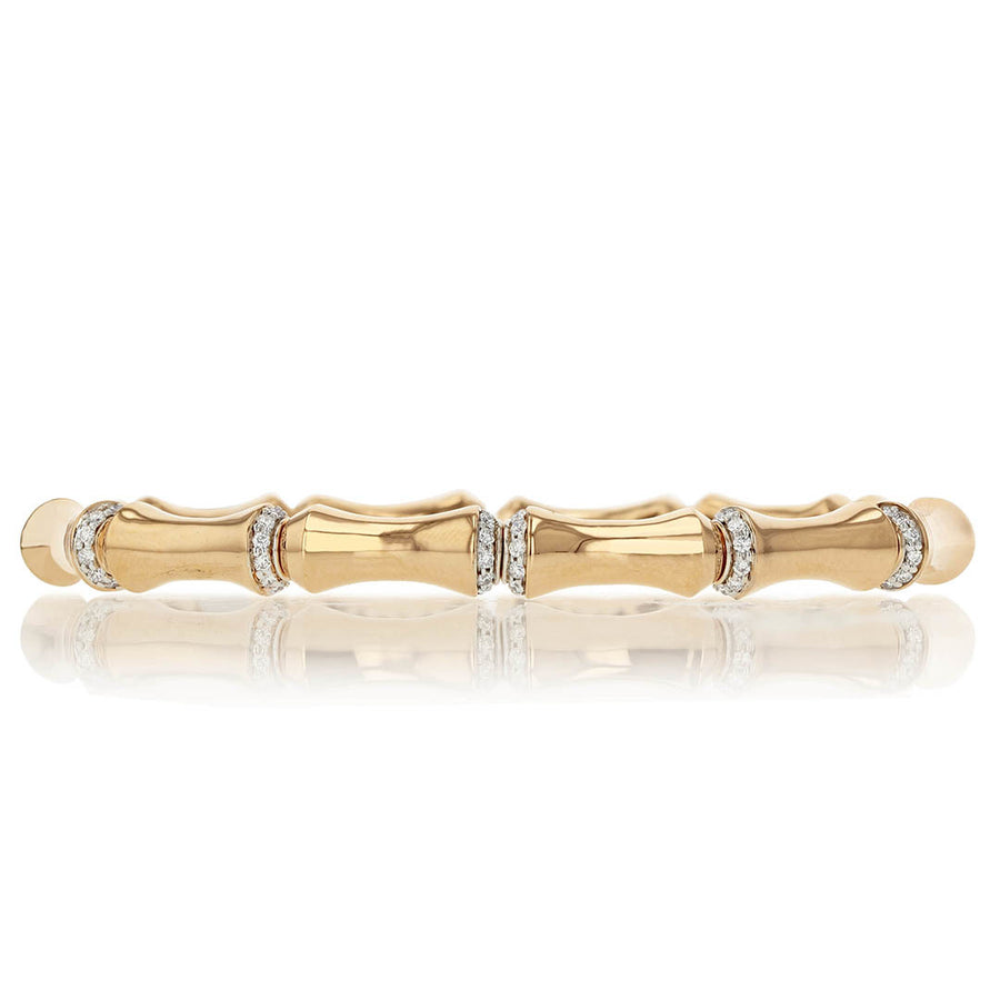14K Gold Diamond 6 Station Cuff Bracelet