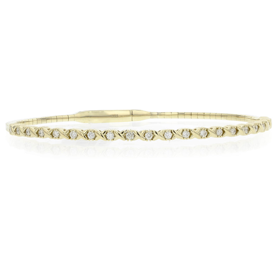 Flexible Gold Diamond Bangle Bracelet