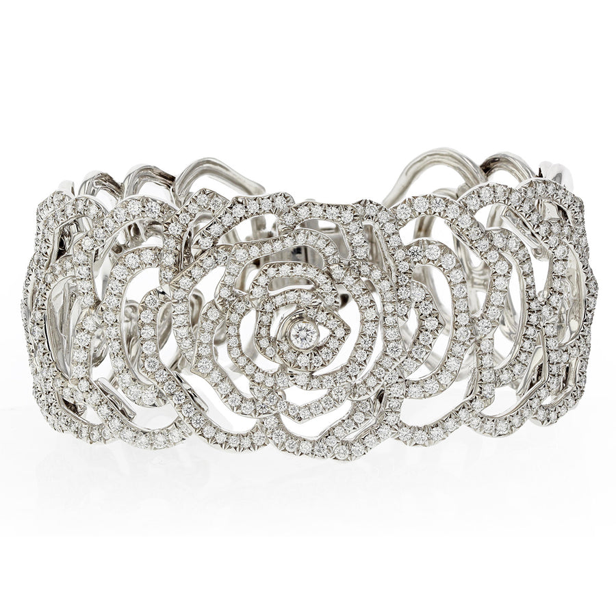 Diamond Rose Cuff Bracelet