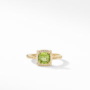 Petite Chatelaine Pave Bezel Ring in 18K Yellow Gold with Peridot
