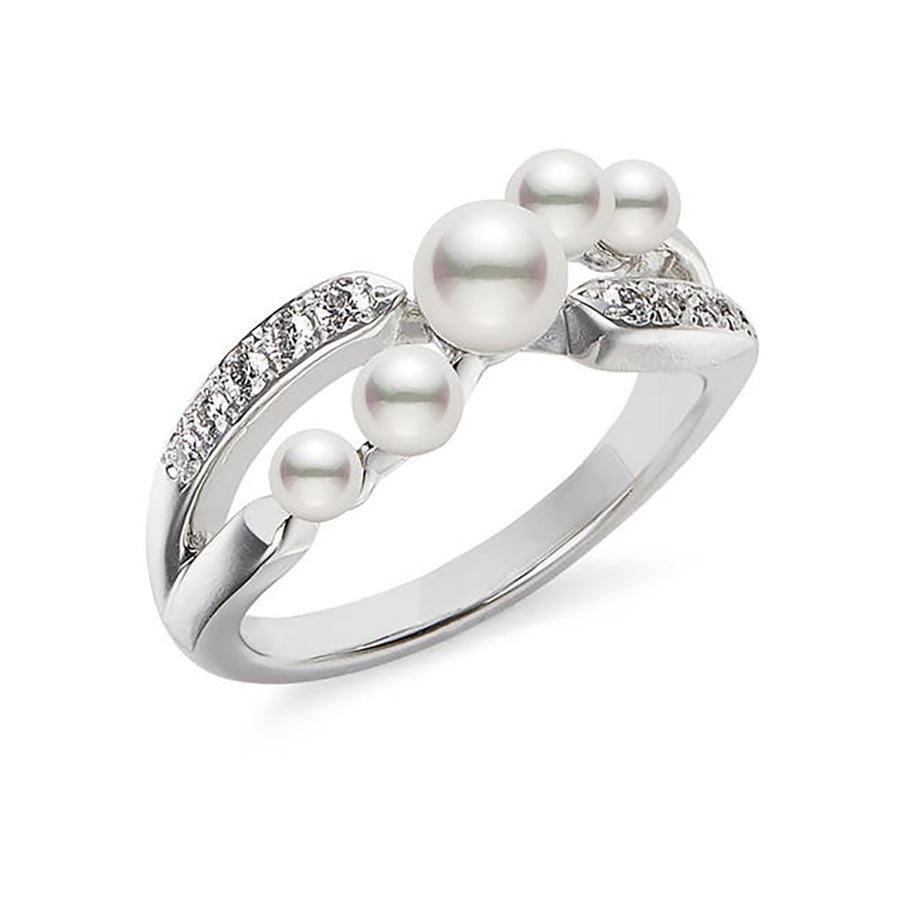 Cluster Cultured Pearl and Diamond Ring