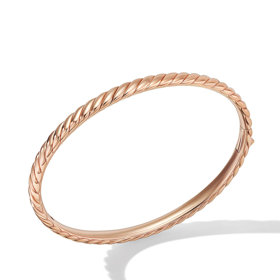 Sculpted Cable Bangle Bracelet in 18K Rose Gold