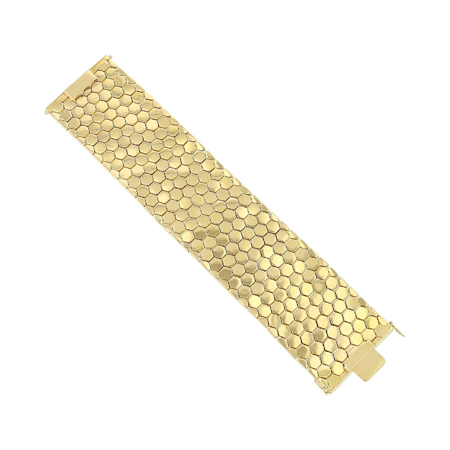 Estate 18k Yellow Gold Italian Honeycomb Bracelet