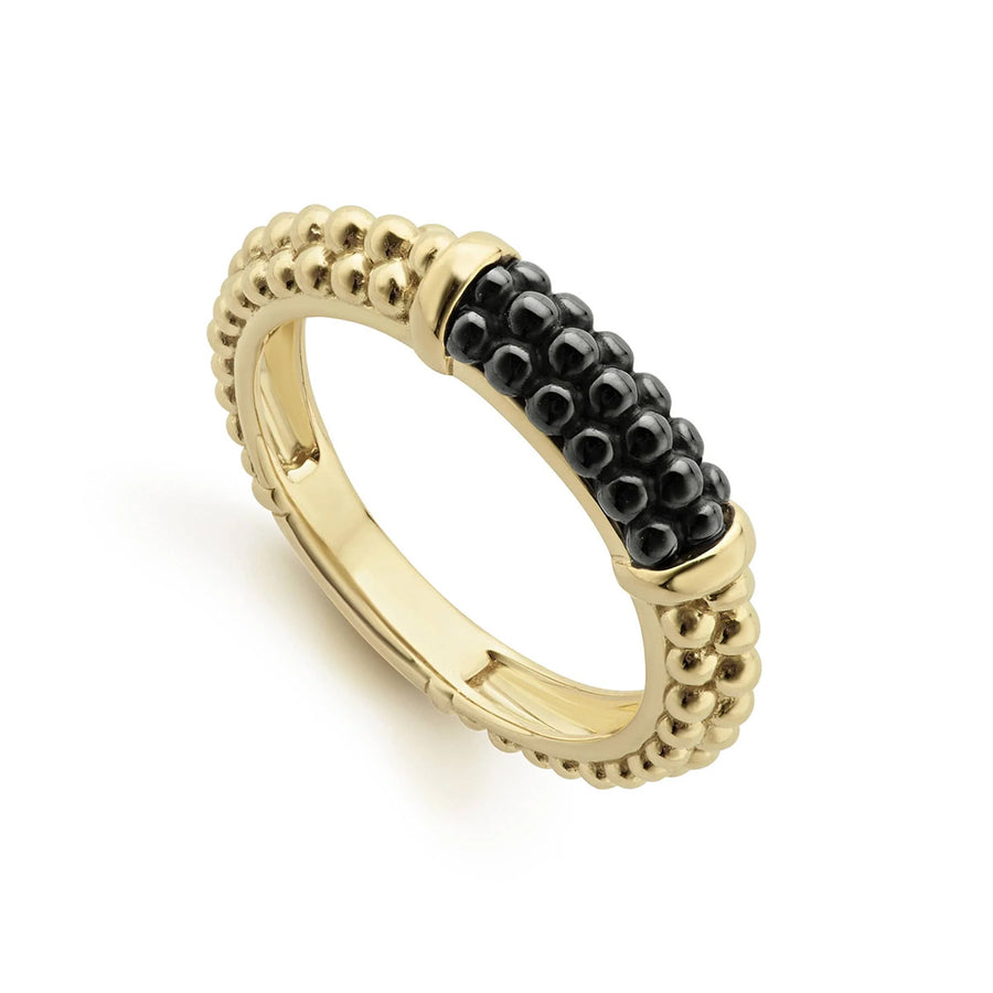 Ceramic Gold Caviar Stacking Ring