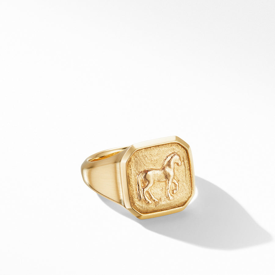 Petrvs Small Horse Pinky Ring in 18K Yellow Gold