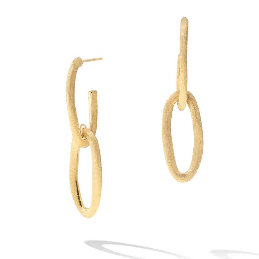 18K Yellow Gold Oval Double Link Earrings