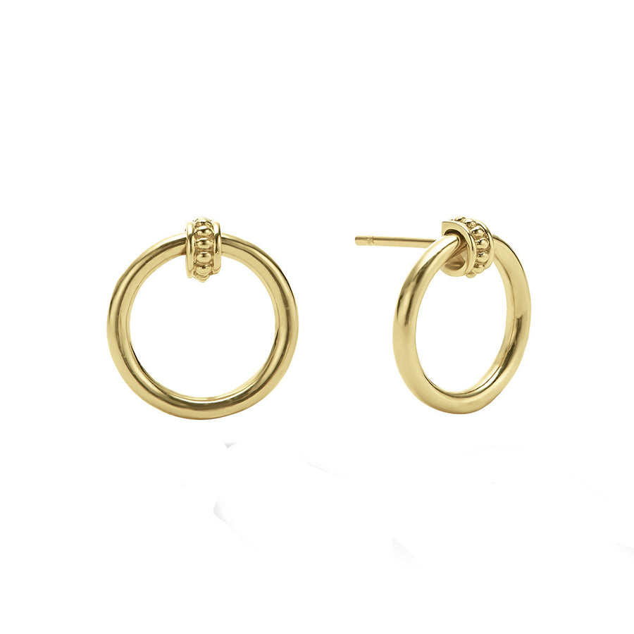 Covet Gold Circle Drop Stud Earrings