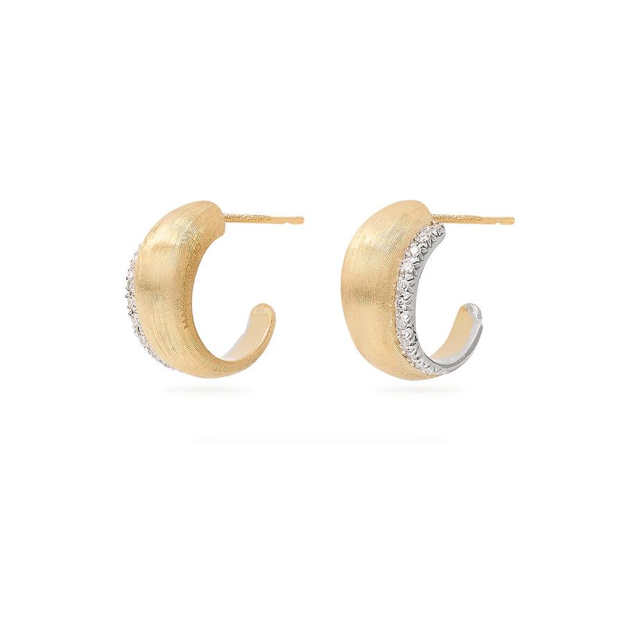 18K Yellow Gold Graduated Huggie Earrings With Diamonds