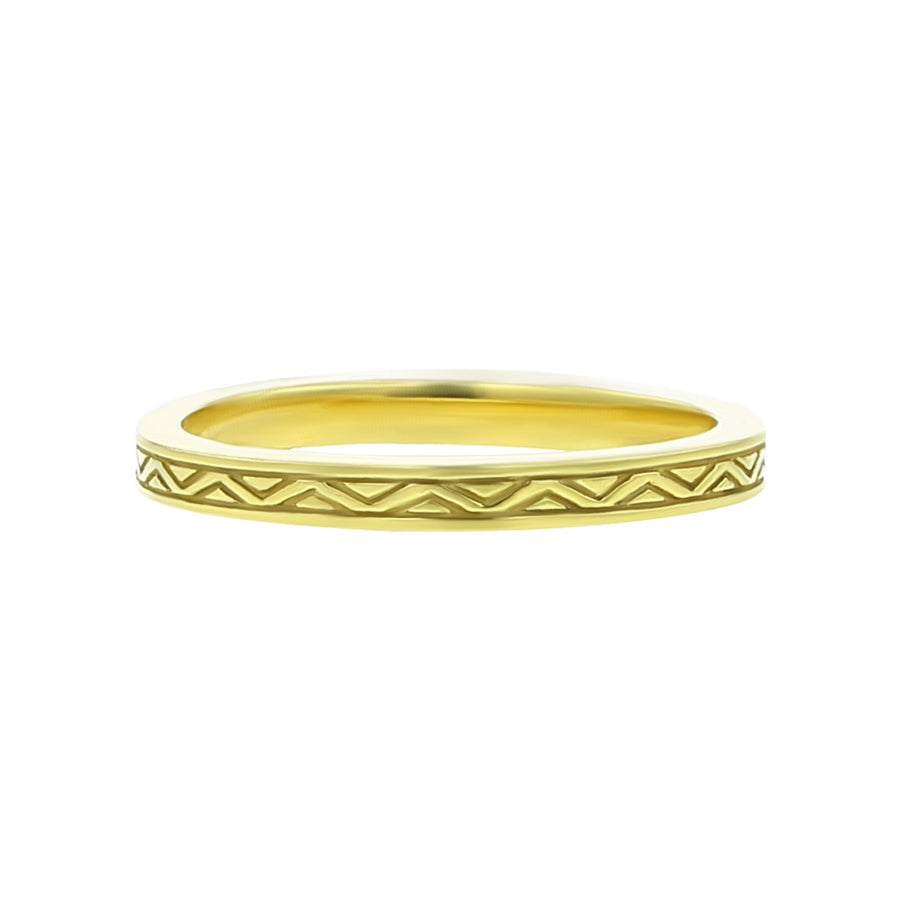 18K Yellow Gold Etched Band Ring