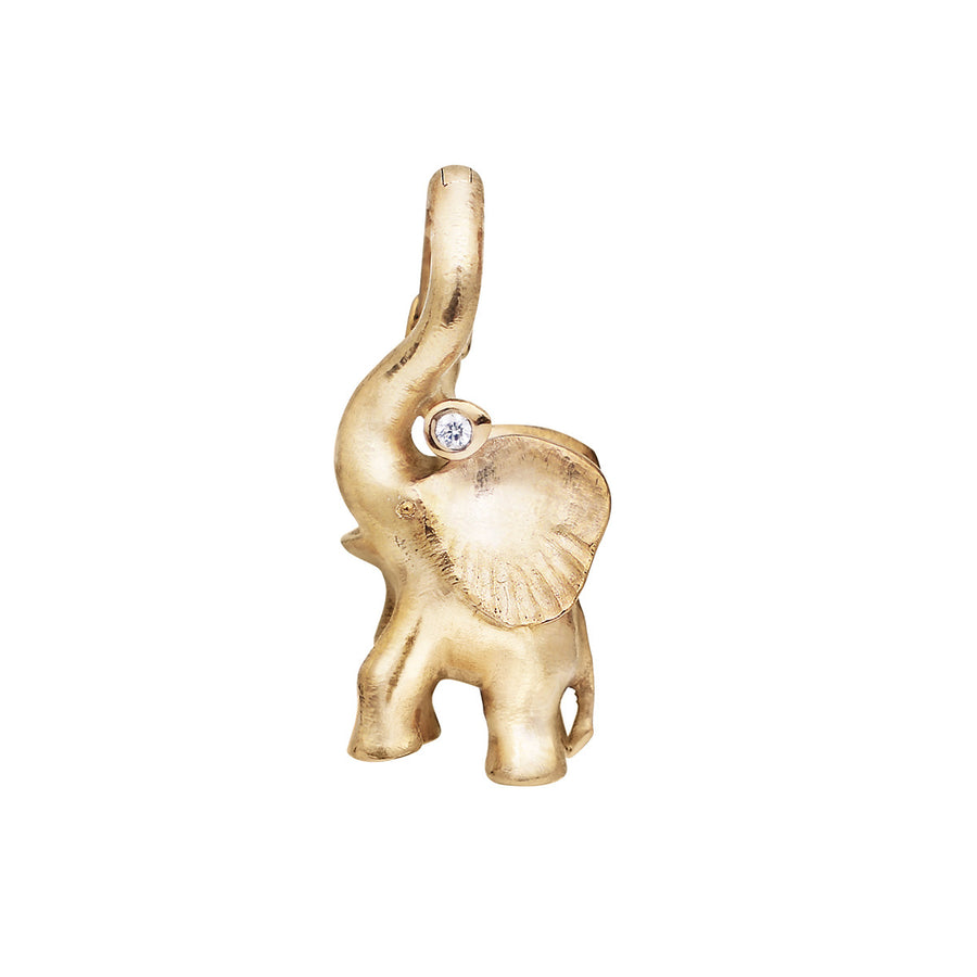 Elephant Charm with Lock in 18K Yellow Gold and Diamonds