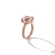 Chatelaine Ring in 18K Rose Gold with Morganite and Pave Diamonds