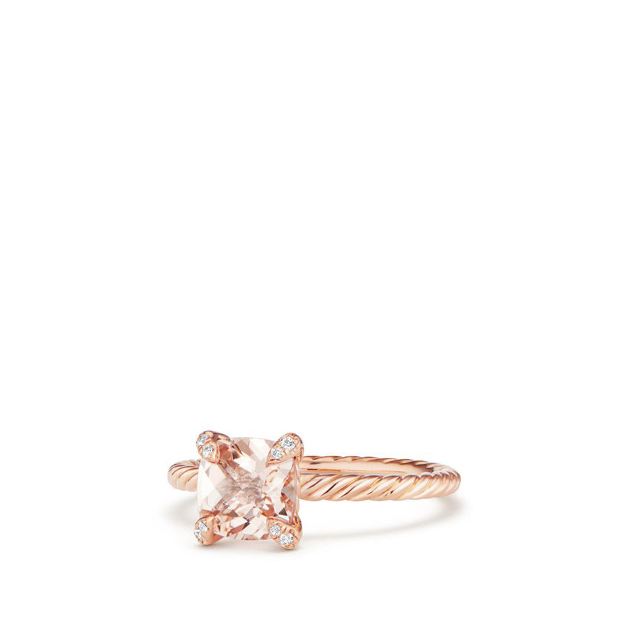 Chatelaine Ring with Morganite and Diamonds in 18K Rose Gold