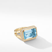 Novella Statement Ring in 18K Yellow Gold with Blue Topaz and Diamonds