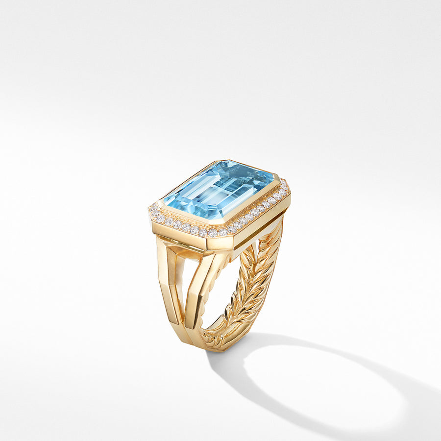 Novella Statement Ring in 18K Yellow Gold with Blue Topaz and Diamonds