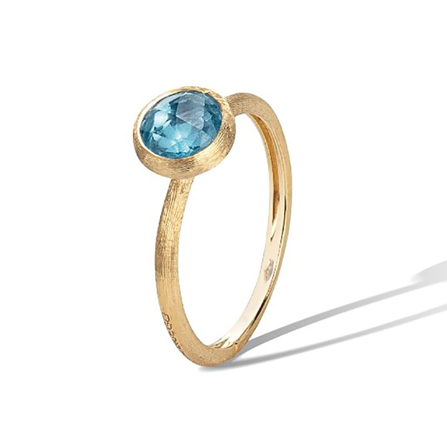 18K Yellow Gold Blue Topaz Stackable Ring
