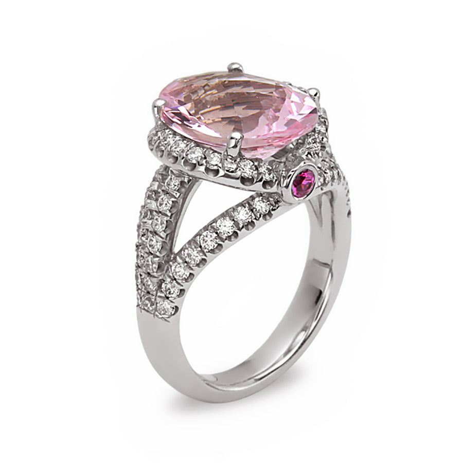 Pastel Morganite, Pink Sapphire and Diamond Ring
