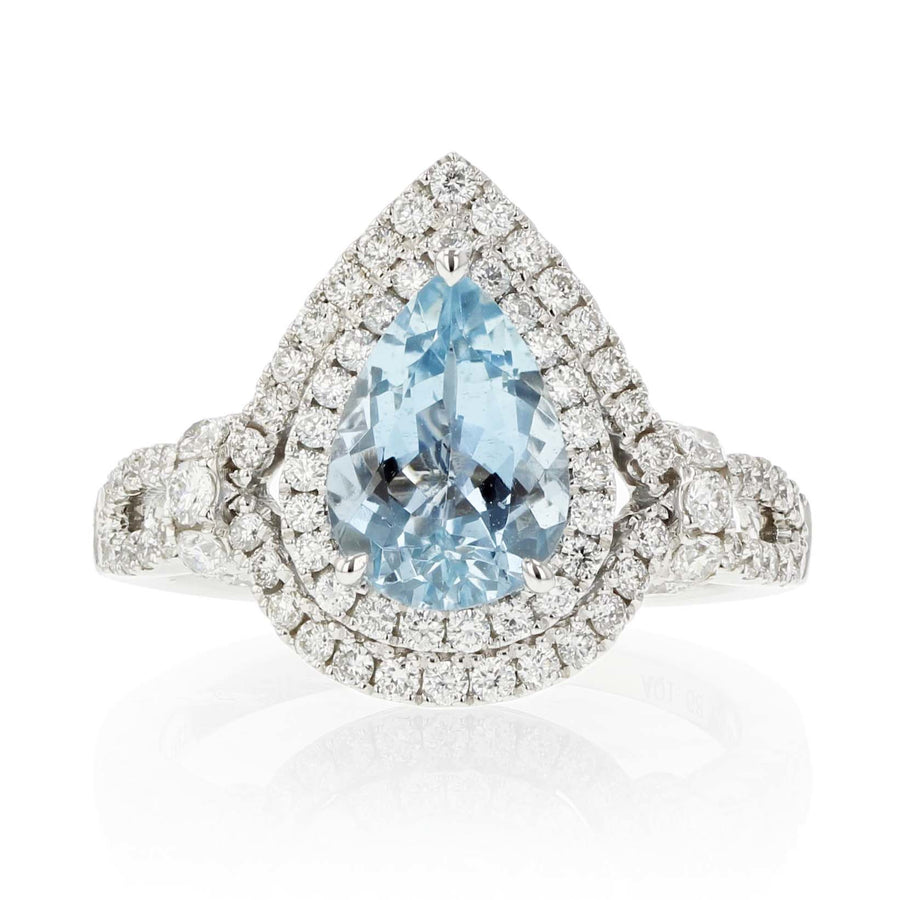 Pastel Aquamarine and Diamond Ring